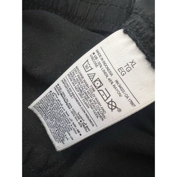 Old Navy Womens XL Black High Rise Wide Leg Linen  Blend Elastic Pull On Pants - Picture 5 of 10